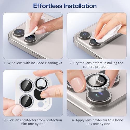 iPhone 17 Pro/17 Pro Max Camera Lens Protector Bling Diamond, Gray - color: Gray, size: 17 Pro/Max