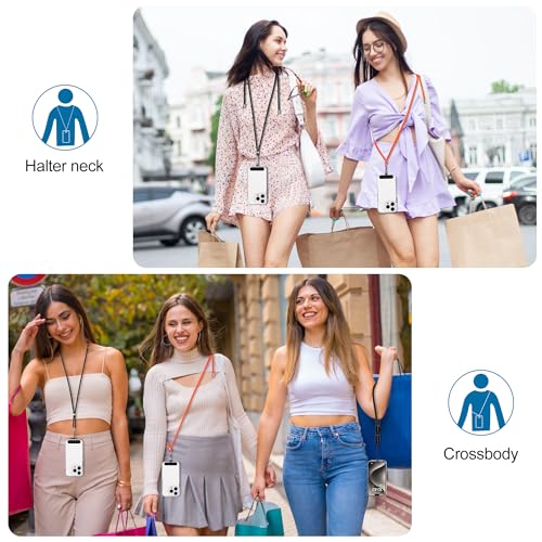 takyu Phone Lanyard, 2 Pack Adjustable CellPhone Lanyard Crossbody Neck Strap & 2 Pack Wrist Strap & Nylon Tether Tabs Compatible for iPhone Android Smartphones Orange Black - color: Orange + Black