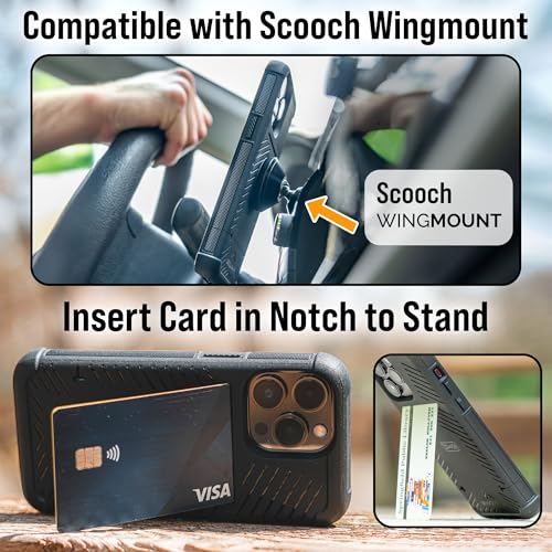 Scooch® for iPhone 15 Case with Card Holder, Wingmate Wallet Case with Hidden Card Slot and RFID Protection, Holds 3 to 4 Cards, 10-Foot Drop Protection, Dried Flowers | Hidden Card Holder for 3-4 Cards, RFID Protection, 10-foot Drop Protection - color: D