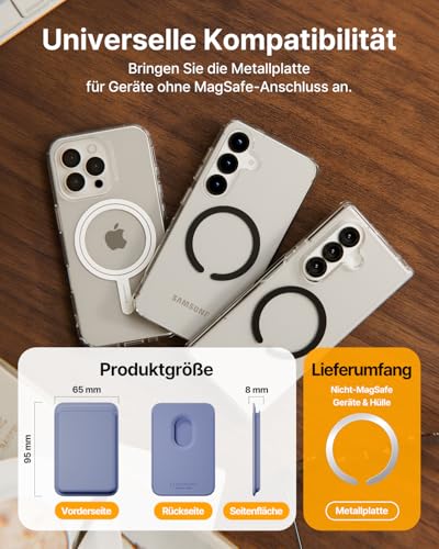 Sinjimoru Magnetic Card Wallet for MagSafe, Vegan Leather, Lavender - color: Lavender