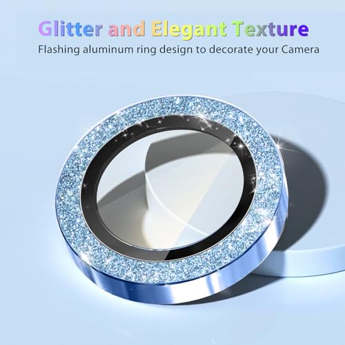 for Samsung Galaxy Z Flip6 Camera Lens Protectors, Glitter Bling Sparkly Camera Cover with Aluminum Edging,Individual Metal Lens Cover [Case Friendly],Bling-Blue - color: Bling-Blue