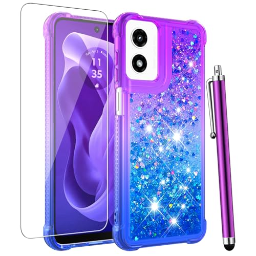 for Moto G Play 2024 Case with Screen Protector, Purple Blue - color: Purple Blue Color