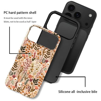 Compatible with iPhone 17 Pro Max,Anti-Scratch Glossy Case Cover,Boho Romantic Embroidery Flower - color: Boho Romantic Embroidery Flower, size: IPhone 17 Pro Max