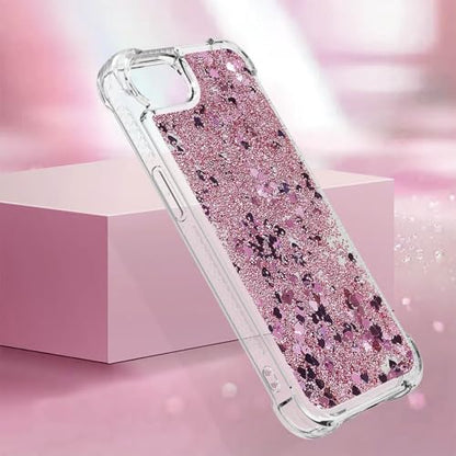 Bling Glitter Case for Apple iPhone 16e.Liquid Rose Gold | Soft TPU Sparkly Flowing Liquid Floating Clear Case for Women Girls Cover for Apple iPhone 16e - color: Rose Gold