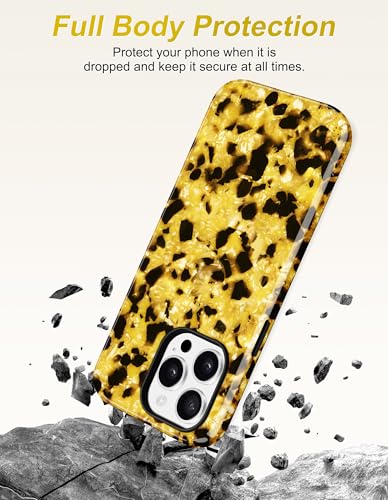 Jusy Magnetic Golden Tortoise Shell Phone Case for iPhone 16 Pro Max,Golden | Compatible with MagSafe,Cute Aesthetic Cheetah Leopard Design,TPU and PC Protective Shockproof Cover - color: Golden