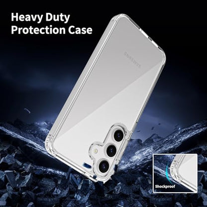 for Samsung Galaxy S24 Case Clear, Anti-Yellowing 6.2 Inches Slim Fit Heavy Duty Protection Wireless Charging Compatible Lightweight Shockproof Anti-Slip Transparent Protective Phone Cover