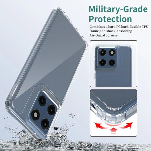 for Moto G Stylus 5G 2025 Case Crystal Clear Slim Hard Case Hybrid Shockproof Bumper with Tempered Glass Screen Protector Full Body Anti-Yellow Anti-Scratch Phone Protective Cover - color: Moto G Stylus 5G 2025