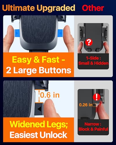 Military-Grade Anti-Shake & 360° Rotatable Suction 2026 Upgraded Car Phone Holder Mount 90+LBS Safest Strongest & Patent Certs Dashboard Windshield Vent for iPhone 18 Pro Max 17 16 Samsung, Matt Black