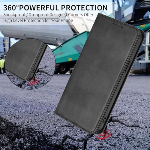 Protective Case Compatible with Galaxy A20E with RFID Blocking, Leather Phone Case Bumper Magnetic Case Leather Cover Card Slot Wallet Shockproof Shell Compatible with Samsung Galaxy A20E/A10E - color: Black