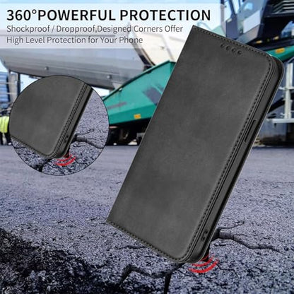 Protective Case Compatible with Galaxy A20E with RFID Blocking, Leather Phone Case Bumper Magnetic Case Leather Cover Card Slot Wallet Shockproof Shell Compatible with Samsung Galaxy A20E/A10E - color: Black