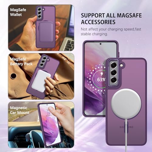GUAGUA for Samsung Galaxy S21 5G Case Magnetic Cases Translucent Matte Back Slim Shockproof Protective Phone Case for Samsung S21 6.2 Inch for Men Women, Dark Purple - color: Dark Purple