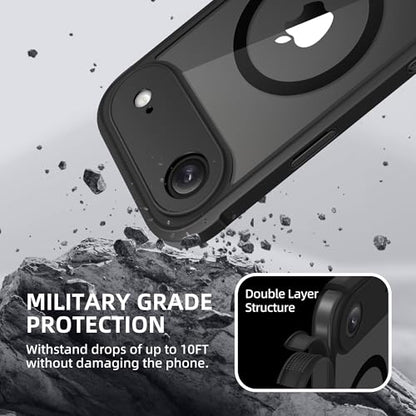 BERFY for iPhone Air Case, Compatible with MagSafe, Built-in Privacy Screen Protector, Camera Protection, Shockproof Full Body Phone Case 6.5", Clear Black
