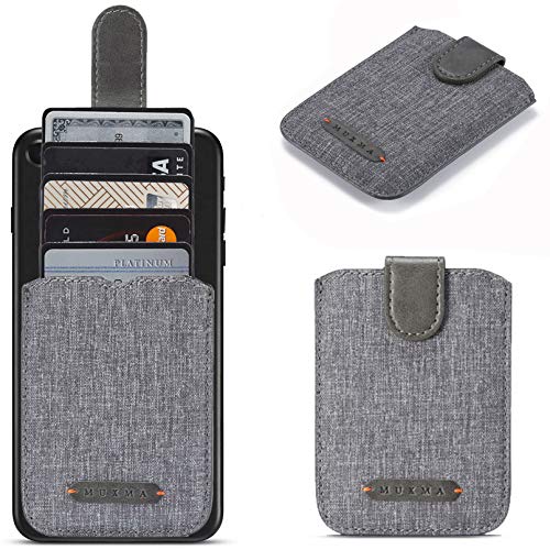 Card Holder for Back of Phone, RFID 5 Pull Phone Wallet, Gray - color: Grey
