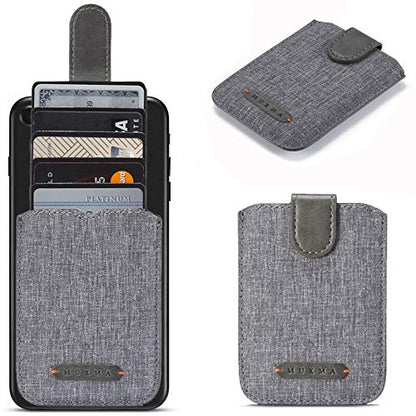 Card Holder for Back of Phone, RFID 5 Pull Phone Wallet, Gray - color: Grey