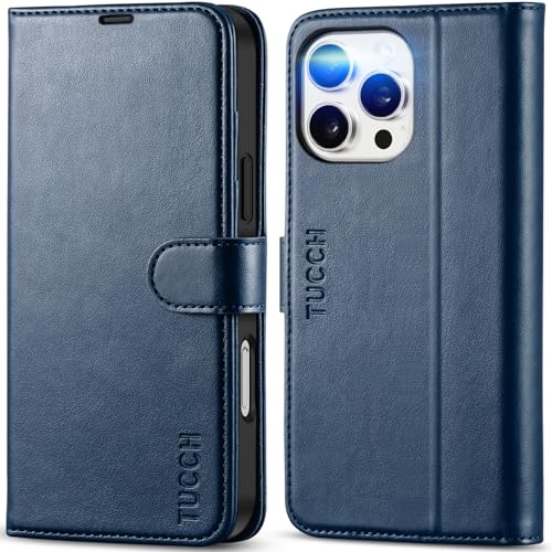 TUCCH Case Wallet for iPhone 16 Pro Max, RFID Blocking Folio, Dark Blue | 4 Card Holders, Kickstand, PU Leather, Magnetic Closure, Shockproof TPU Shell, Protective Flip Cover - color: Dark Blue