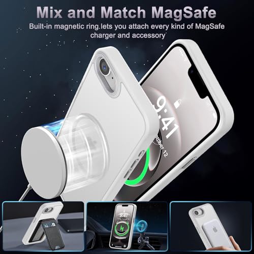 Newfuture Designed for iPhone 17e Case & iPhone 16e Case with Magnetic [13 FT Military Drop Protection] [Compatible with Magsafe] Translucent Shockproof with Anti-Fingerprint Phone Case, Frosted White | Military Drop Protection, Slim Matte Anti-Fingerprin