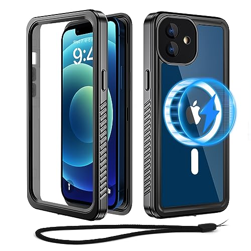 Beeasy for iPhone 12 Waterproof Case Compatible with Magsafe IP68 Underwater Military Grade, Phone Case with Shockproof, Dustproof, Rugged 360 Full Body Protection Cover with Built-in Screen Protector - size: iPhone 12 (6.1")