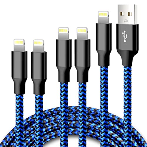cugunu USB to Lightning Cable, 5 Pack Fast iPhone Charger Cord (Black Blue) - color: Black Blue, style: USB-A to L