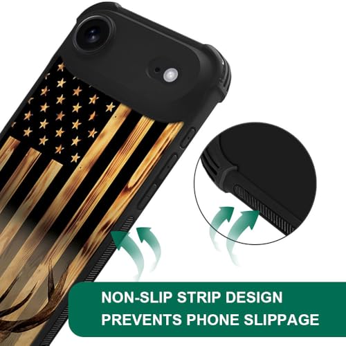 DJSOK Case for iPhone 17 Air,Compatible with MagSafe,Anti-Scratch Shockproof Case,Wood Grain American Flag Buck Hunter Deer - color: Wood Grain American Flag Buck Hunter Deer, size: iPhone 17 Air