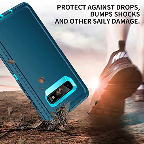 for Galaxy S10 Case,[Without Screen Protector] Heavy Duty Shockproof Dust/Drop Poof 3 Layers Full Bady Protection Rugged Cover for Galaxy S10 6.1",Turquoise - color: Turquoise
