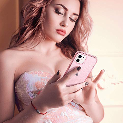 ULAK Compatible with iPhone 12 Case Clear Glitter, Pink | Sparkle Bling Soft TPU Women Girls Shockproof Protective Phone Case Designed for iPhone 12 & iPhone 12 Pro 6.1 inch - color: Pink