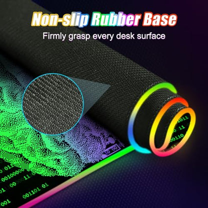 ToLuLu Wireless Charging RGB Gaming Mouse Pad, 15W LED Mouse Mat with 30W Charger, 14 Light Modes Large Mousepad Wrist Support, Non-Slip Rubber Base Desk Mat Computer Keyboard Pad, Right Left Brain - color: Right Left Brain