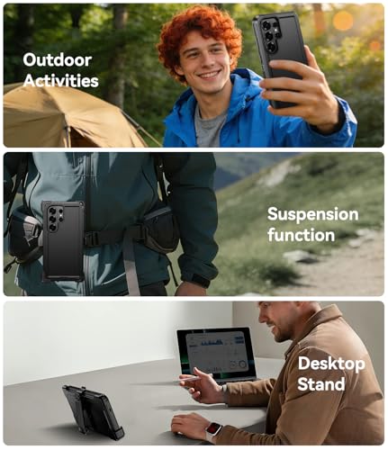 DUEDUE for Samsung Galaxy S26 Ultra Case with Belt Clip Holster Shockproof 3-Layer Heavy Duty Kickstand Cover Full Body Protective Rugged Phone Case for Samsung S26 Ultra 6.9", Black - size: for Samsung S26 Ultra 6.9"