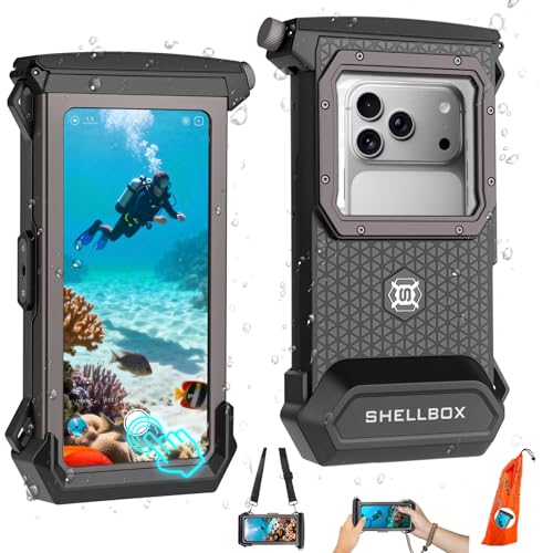 100FT/30M Gen 5 Diving Phone Case, Full Touchscreen Underwater Housing for iPhone 17-12 Pro Max & Samsung Galaxy S26 - S21, IPX8 Scuba Photo/Video Waterproof Case - color: Black