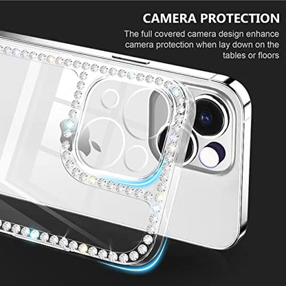 Compatible with iPhone 13 Bling Case for Women Girls 3D Glitter Sparkle Luxury Shiny Cute Crystal Charms Rhinestone Diamond Bumper Soft TPU Clear Protective Cover for iPhone 13 - size: iPhone 13
