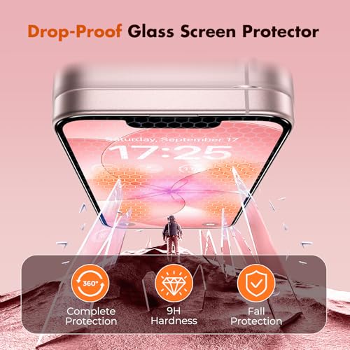 UNBREAKcable for iPhone 17e Screen Protector, 3-Pack Shatterproof Tempered Glass [Easy Installation Frame] [99.99% HD Clear] [9H Hardness] [Case Friendly] [Bubble Free] for Apple iPhone 17e 6.1 inch - size: iPhone 17e