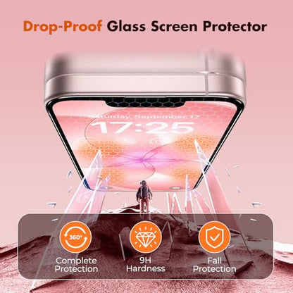 UNBREAKcable for iPhone 17e Screen Protector, 3-Pack Shatterproof Tempered Glass [Easy Installation Frame] [99.99% HD Clear] [9H Hardness] [Case Friendly] [Bubble Free] for Apple iPhone 17e 6.1 inch - size: iPhone 17e
