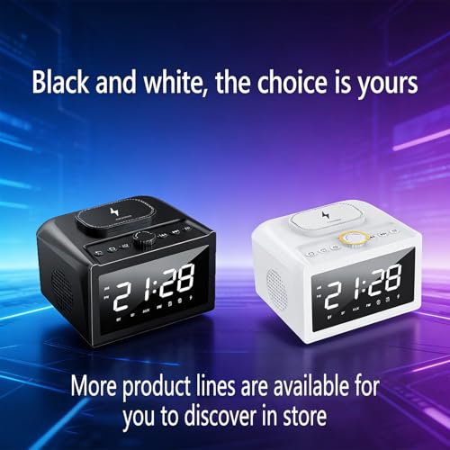 Multifunctional Wireless Charger, Wireless Charging Station with Time and Alarm Clock, Charging Dock with Bluetooth Speaker, 15W Wireless Fast Charging, All-in-One Charging Base,S31 White. - color: Multifunctional Alarm Clock S31 White