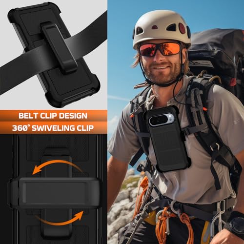 for Google Pixel 10 Pro XL Case with Belt Clip Holster,Military Grade Anti-Drop Shockproof Defender Phone Cases 2X Screen Protectors,2 Layers Rugged Heavy Duty Protective Bumper Cover (Black) - color: Black