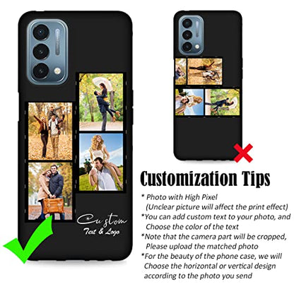 Custom Phone Case for OnePlus Nord N200 5G Multi-Picture Collages Text, Customized Personalized Phone Cover Anti-Scratch Soft Protective TPU Black Thin Cases 6.49-inch - color: Black 04 - Film, 4 Photos Name