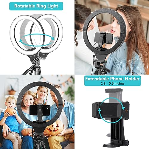 Sensyne 14" Ring Light with Tripod Stand, LED Circle Light with Phone Holder, for Photo Selfie, Video Recording, Zoom Meeting - size: 14-inch