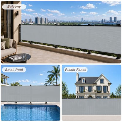 SUNNY GUARD 3' x 10' Balcony Privacy Screen, HDPE Patio Railing Cover Fence - color: Light Gray, size: 0 3' x 1 0'
