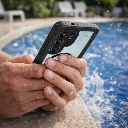 Encased Waterproof Case for Samsung Galaxy S26 Ultra with Belt Clip - Full Body Protective Cover with Built-in Screen Protector & Holster (Clear/Black) - size: S26 Ultra