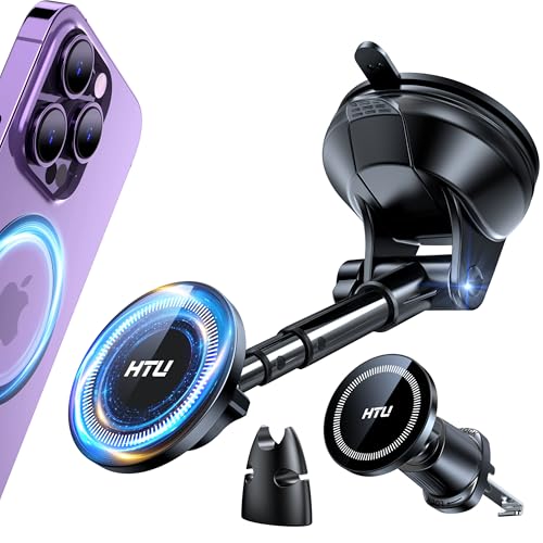 HTU【Military-Grade 85LBS Strongest Suction Upgraded for Magsafe Car Mount - color: Black