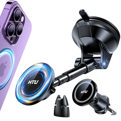 HTU【Military-Grade 85LBS Strongest Suction Upgraded for Magsafe Car Mount - color: Black
