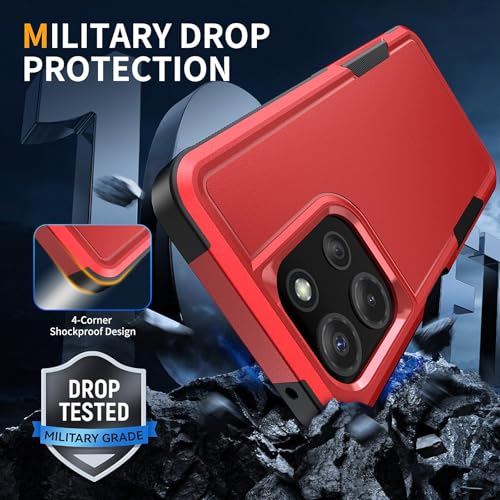 Vinve for Moto G Power 2025 Case with HD Screen Protector, Military-Grade Shockproof & Dual-Layer Protection, Anti-Slip Grip Design Phone Case, Red - color: Red