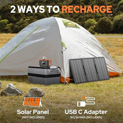 Portable Power Station 120W, 110V Power Bank with DC AC Outlet - color: Grey Orange