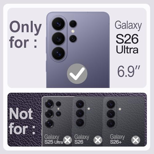 JETech Vegan Leather Case for Samsung Galaxy S26 Ultra, Heron Purple | Compatible with MagSafe, Anti-Slip Grip Phone Cover, Metal Button, Soft Microfiber Lining - color: Heron Purple, size: Galaxy S26 Ultra