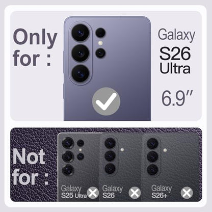 JETech Vegan Leather Case for Samsung Galaxy S26 Ultra, Heron Purple | Compatible with MagSafe, Anti-Slip Grip Phone Cover, Metal Button, Soft Microfiber Lining - color: Heron Purple, size: Galaxy S26 Ultra