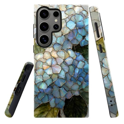 Compatible with Samsung Galaxy S23 Ultra Case,Glossy Case All-Round Protection Shockproof Anti-Scratches TPU Cover,Cases for Man Woman-Hydrangeas Bush Stained Glass - color: Hydrangeas Bush Stained Glass, size: Galaxy S23 Ultra