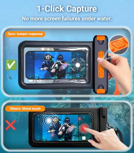 IP68 Bluetooth Shutter Waterproof Phone Pouch Case,Floating,Black | Hands-Free Photo & Video Underwater Control.Large Waterproof Phone Case Universal Fit for 8.5" Phone(iPhone Samsung Google) - color: Black