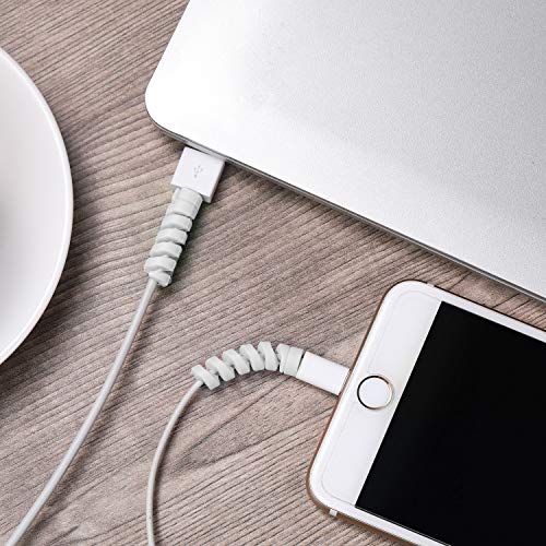 Jetec 12 Pcs Charging Cable Protector Silicone Spiral Charger Cable Saver - color: Gray