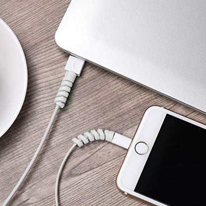 Jetec 12 Pcs Charging Cable Protector Silicone Spiral Charger Cable Saver - color: Gray