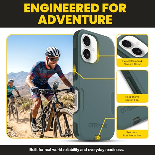 OtterBox iPhone 16 – Commuter Series Slim MagSafe Case - Sagebrush Green | 3X Military Drop Protection - Dual-Layer Design - Pocket-Friendly - Raised Edges - Port Covers - Non-Retail Packaging - color: Sagebrush Green