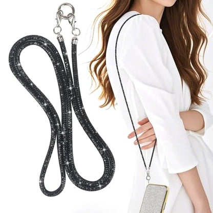 LUVI Rhinestone Phone Lanyard Bling Chain Crossbody Strap for Woman - color: Black