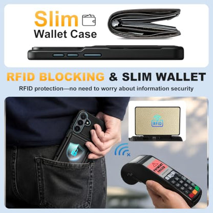 Vofolen for Samsung Galaxy S26 Case Wallet with Card Holder RFID Blocking | 2 Card Slots Heavy Duty Shockproof Drop Protective Flip Slim Pocket Cover for Samsung S26 Case for Men Women-Black - size: For Samsung Galaxy S26